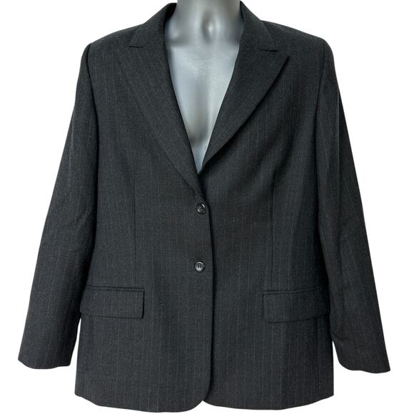 Vintage Pendleton Blazer Gray Red White Pinstriped Wool Jacket Women's Size 12 - Picture 9 of 9